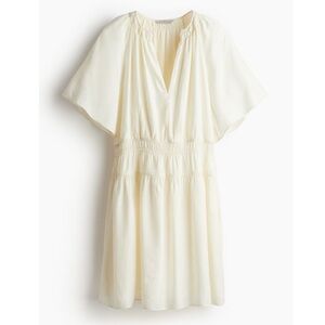 H&M Smocked Detail Dress in Cream